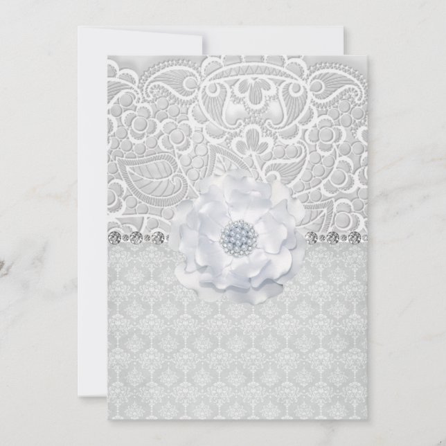 ELEGANT & MODERN LACE DIAMOND WEDDING INVITATION (Front)