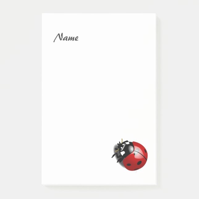 Elegant modern ladybug personalized post-it notes (Front)