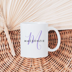Elegant Modern Lavender Script Monogram Coffee Mug