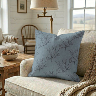 Elegant Modern Leaf Pattern On Baby Blue Throw Pillow