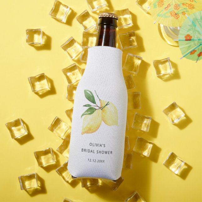 Elegant Modern Lemon Bridal Shower Custom Bottle Cooler (In Situ Summer)