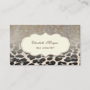 Elegant Modern Leopard Print Glitter Ombre Business Card