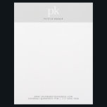 Elegant Modern Light Grey Minimalist Monogram Letterhead<br><div class="desc">Elegant Modern Light Grey Minimalist Monogram Office Letterhead</div>