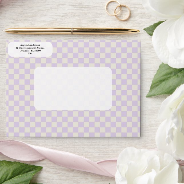 Elegant, Modern Light Purple Colours Chequered   Envelope (Wedding)
