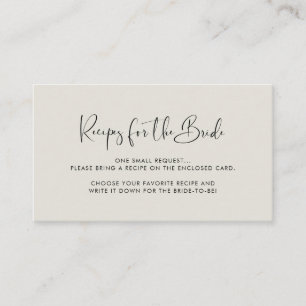 Elegant & modern Light Sage green Recipe request Enclosure Card