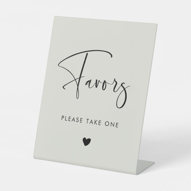 Elegant & Modern Light Sage Green wedding Favours Pedestal Sign (Front)
