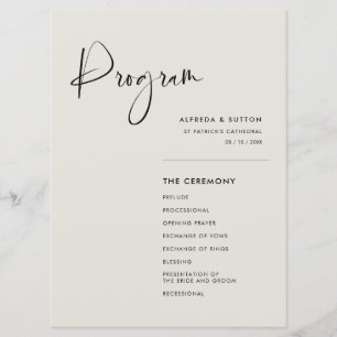 Elegant & modern Light Sage green wedding Program