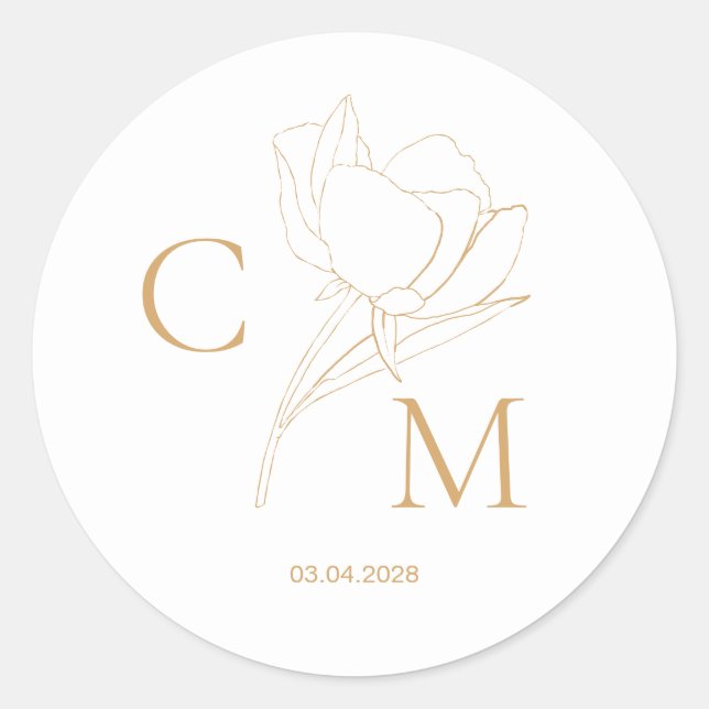 Elegant modern linear  classic round sticker (Front)