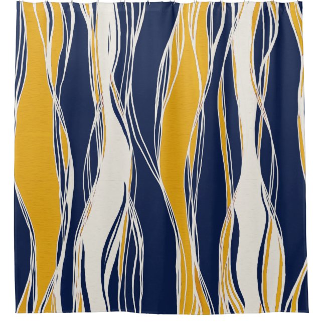 Elegant, modern, lines, in navy blue and yellow (Front)