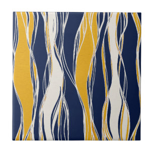 Elegant, modern, lines, in navy blue and yellow tile
