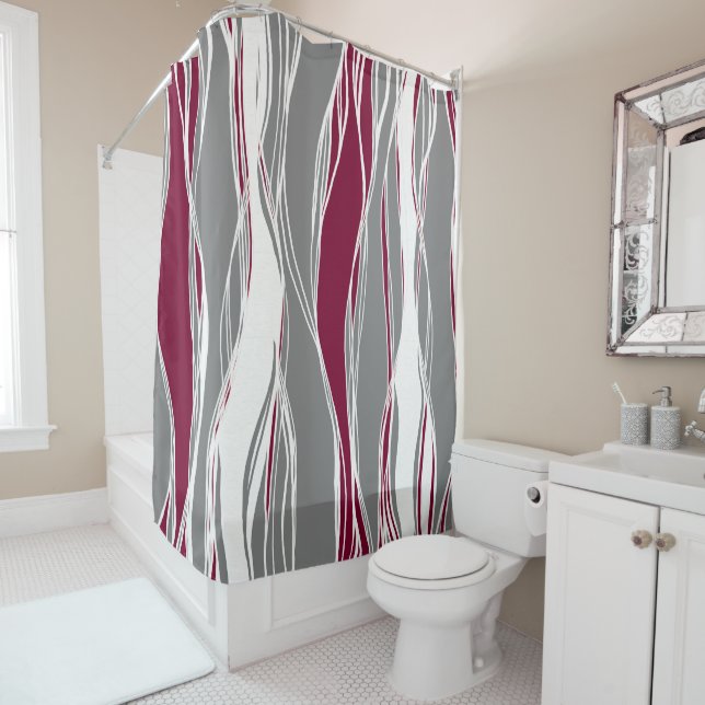 Elegant, modern, lines, waves, grey, burgundy (In Situ)
