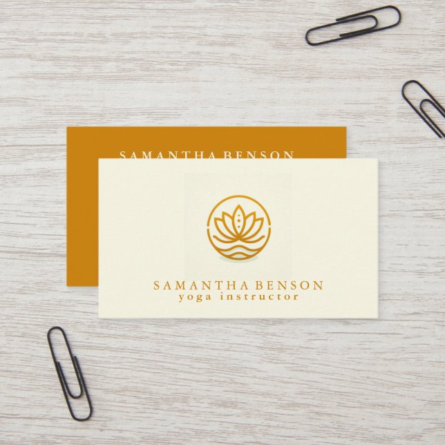 Elegant Modern Lotus Flower  Business Card (Front/Back In Situ)