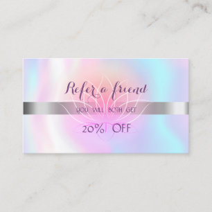 Elegant Modern Lotus,Holographic  Referral Card
