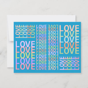 Elegant Modern "LOVE" Colors on Rich Blue Postcard