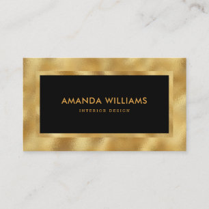 Elegant Modern Luxury Black and Faux Gold Foil Business Card