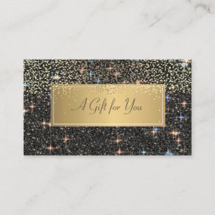 Elegant Modern Luxury Black Glitter, Confetti Discount Card