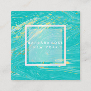 Elegant modern Luxury Blue Gold Marble Square Business Card