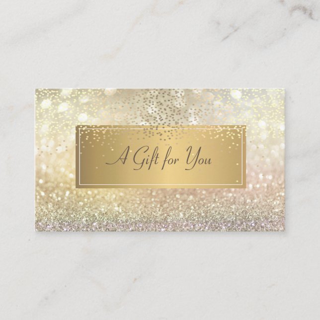 Elegant Modern Luxury Gold Glitter Bokeh Confetti Discount Card (Front)