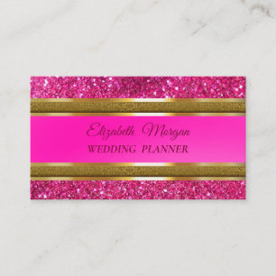 Elegant Modern Luxury Gold Glitter ,Pink Stripe   Business Card