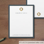 Elegant Modern Luxury Letterhead<br><div class="desc">A luxurious custom business letterhead template in a modern style with a stylish border and gold diamond logo which can be easily updated with your company logo and letterhead footer including your company's name, address and contact information. The back features the logo in the lower thirds for continuity in the...</div>