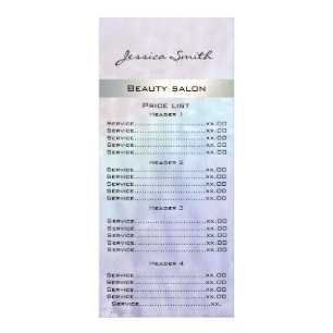 Elegant modern luxury pearl holographic menu card