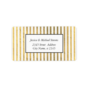 Elegant modern luxy faux gold white stripes label