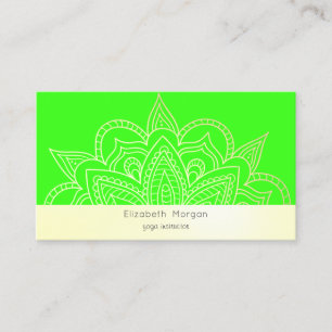Elegant Modern Mandala Neon Green Business Card