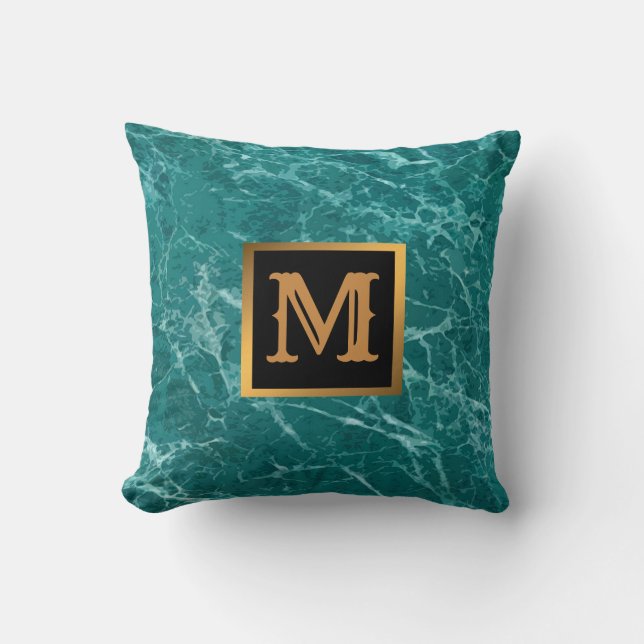 Elegant Modern Marble Black Gold Throw Pillow (Front)