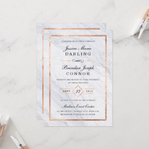 Elegant Modern Marble & Rose Gold Wedding Invitation