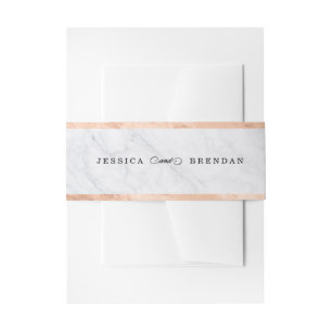 Elegant Modern Marble Rose Gold Wedding Invitation Belly Band