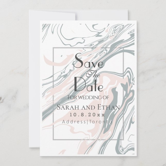 Elegant modern marble save the date (Front)