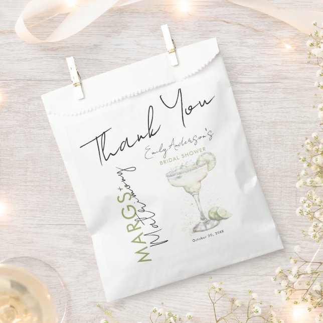 Elegant Modern Margs and Matrimony Bridal Shower Favour Bag (Clipped)