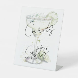 Elegant Modern Margs and Matrimony Bridal Shower Pedestal Sign