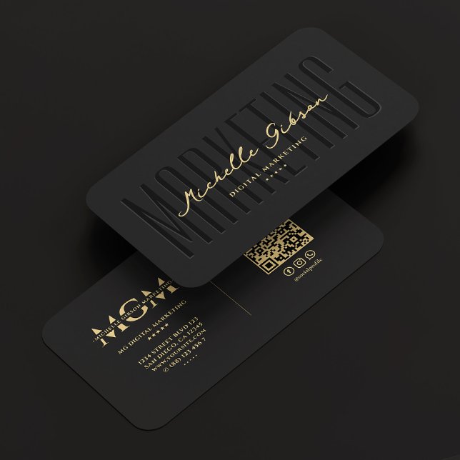 Elegant Modern Marketing Monogram Black Business Card (Elegant Modern Marketing Monogram Black Gold Business Card
)