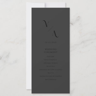 Elegant Modern Matte Black Wedding Program