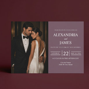 Elegant Modern Mauve Photo Wedding Invitation