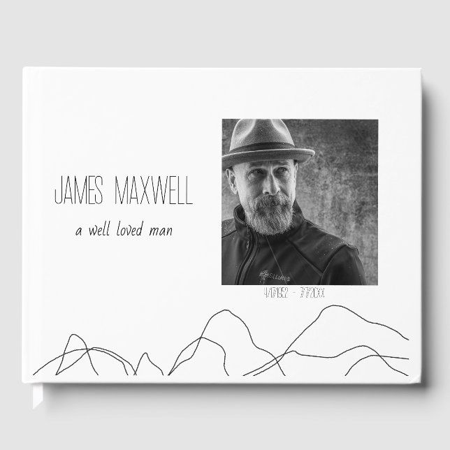 Elegant Modern Memorial Photo Guest Book (Front)