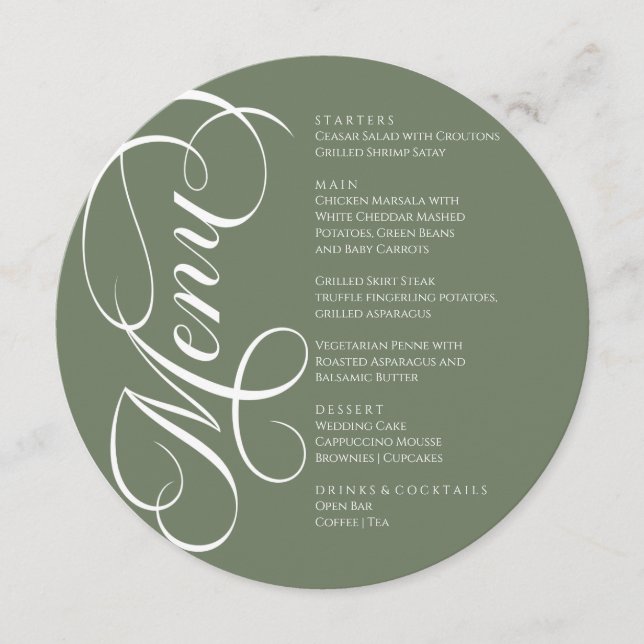 Elegant modern Menu White and Green (Front)
