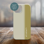 Elegant Modern, Minimal 2 Colour Design with Name iPhone 15 Case<br><div class="desc">Taupe and stone colours -- A simple, striking design with 2 colours and a stripe. A fun colour block to add your name or any text. You can add a name, monogram or other custom text. If you need to move the art around, click on the customize button to make...</div>