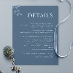 Elegant, Modern, Minimal Blue Wedding Details Enclosure Card<br><div class="desc">Elegant blue vertical Wedding details enclosure card with all text sections available for customization, so you can add any information you like. Design with modern typography and minimal style with subtle hand-drawn blue botanical detail. If needed, you can select "edit using design tool" and make changes to text position, size,...</div>