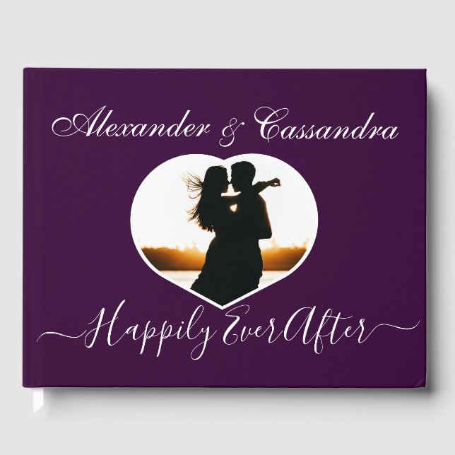 Elegant Modern Minimal Bold Jewel Purple Wedding Guest Book (Front)