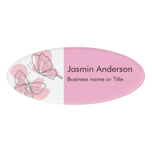 Elegant Modern Minimal Butterflies Name Tag
