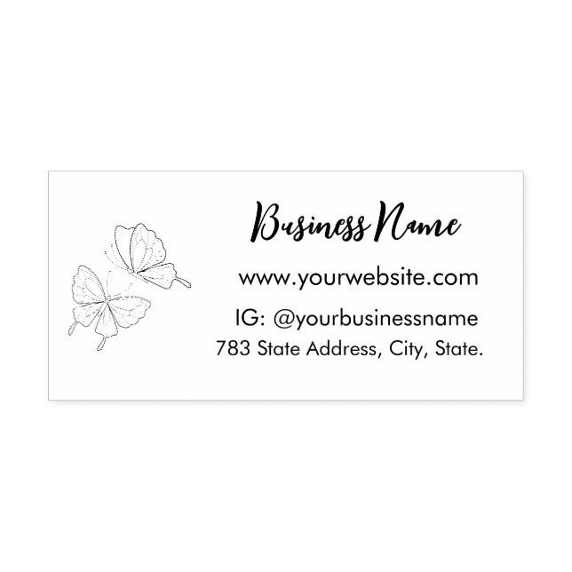 Elegant Modern Minimal Butterflies Self-inking Stamp (Design)