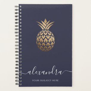 Elegant modern minimal copper gold blue pineapple planner