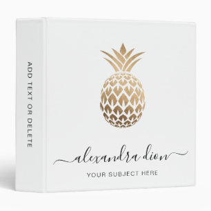 Elegant modern minimal copper gold white pineapple binder