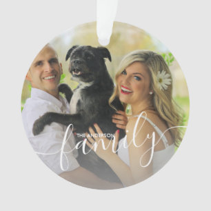 Elegant modern minimal custom family photo ornament