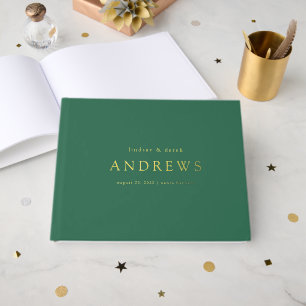 Elegant Modern Minimal Emerald Green Wedding Guest Book