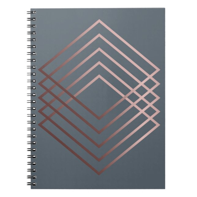elegant modern minimal faux rose gold geometric notebook (Front)