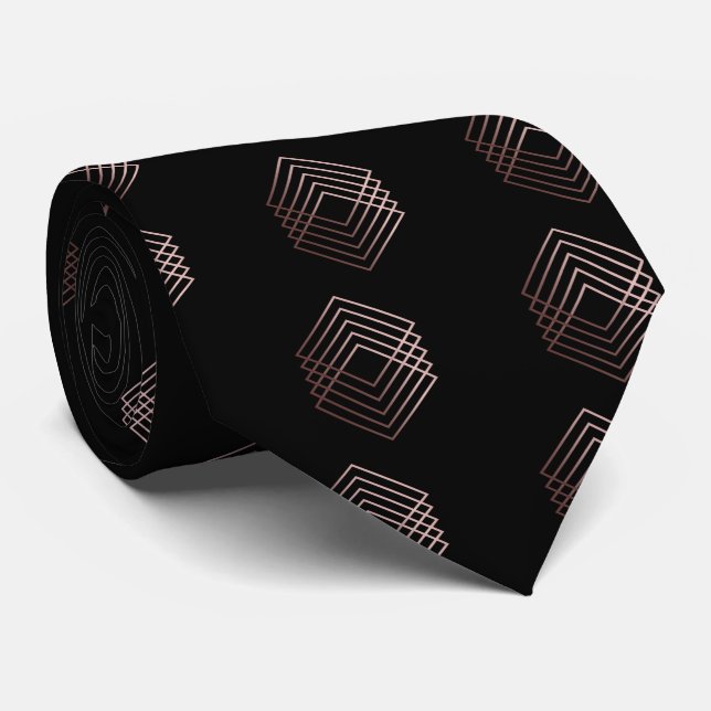 elegant modern minimal faux rose gold geometric tie (Rolled)