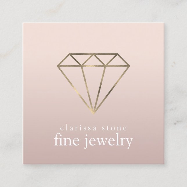 Elegant modern minimal gold fine jewellery square business card (Front)